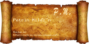 Petrin Milán névjegykártya