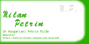 milan petrin business card